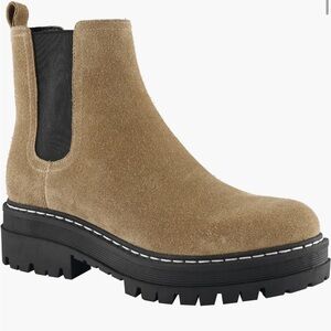 Marc Fisher Padmia Tan Suede Chelsea Lug-Sole Bootie